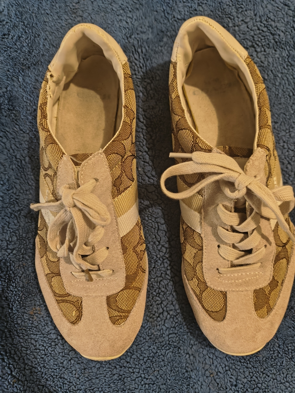 Coach Tan Signature-Print Lace-Up Sneakers